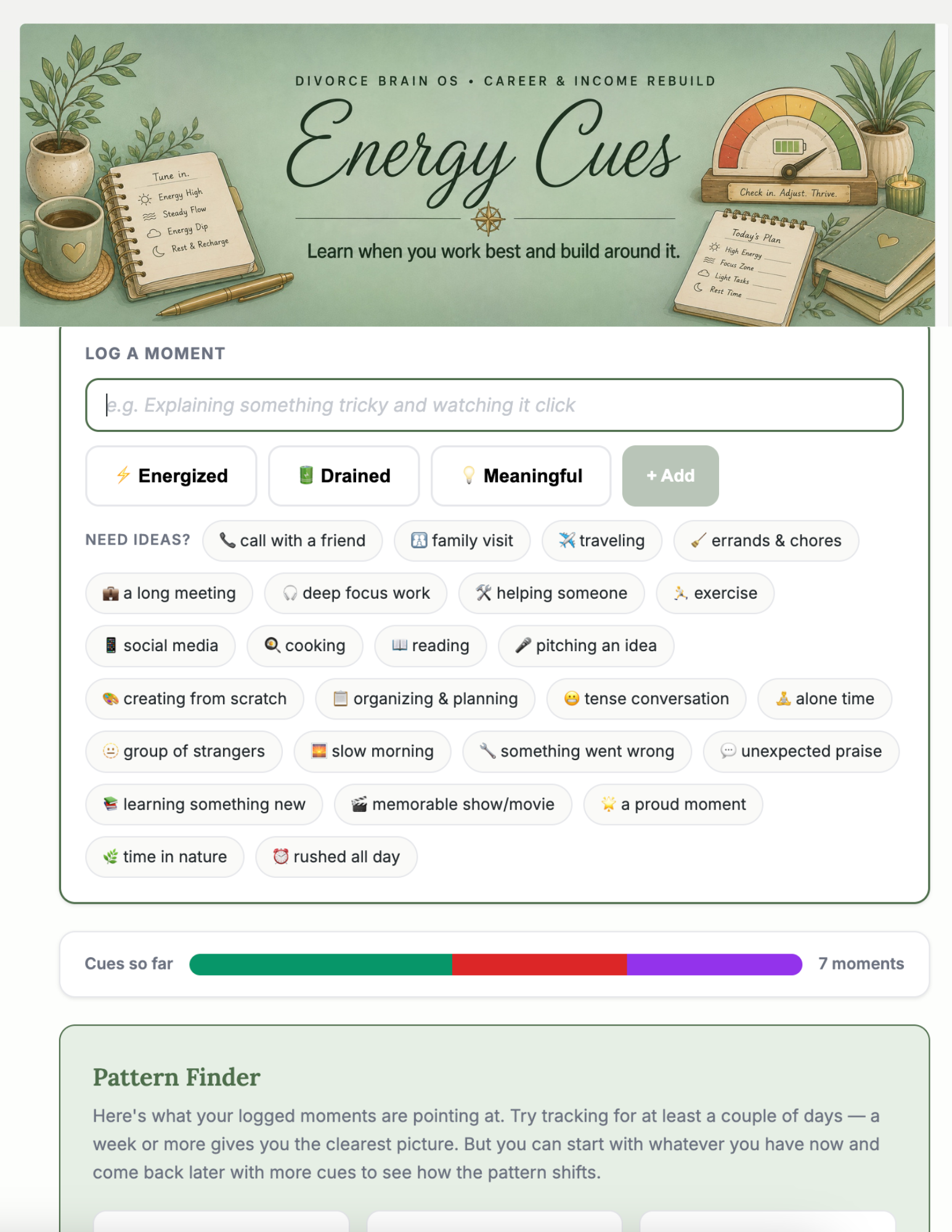 Energy cues tool